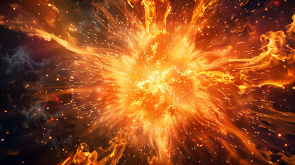 Explosive Burst of Flames Radiating from Center