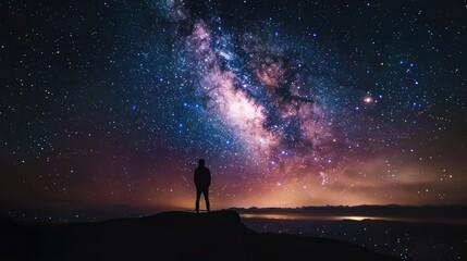 A stunning night sky with a visible Milky Way and countless sparkling stars, creating a sense of wonder and exploration