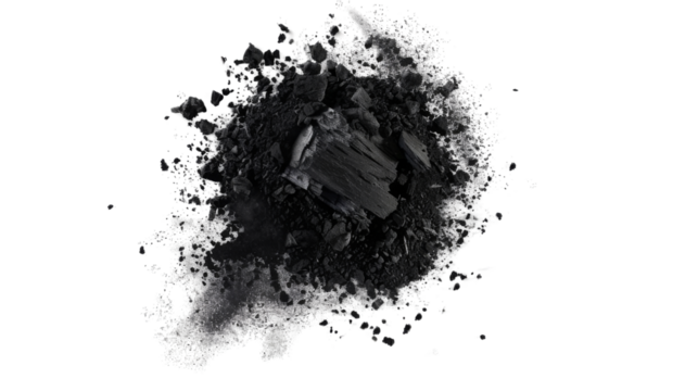 Charcoal, bituminous coal splash