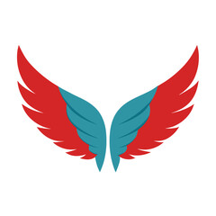 Obraz premium A pair of red and blue wings displayed on a white background