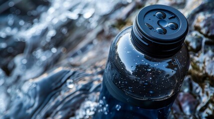 A refillable water bottle with a builtin filter allowing you to drink safely from any tap.