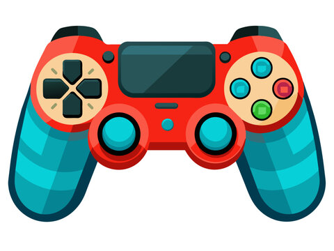 Modern vector art of blue game controller for gaming, video console, technology, and entertainment