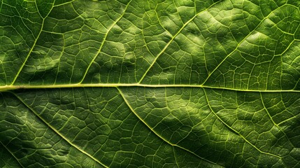 Obraz premium Close-up of a vibrant green leaf, showcasing its intricate details and natural beauty. Perfect for nature and botanical themes