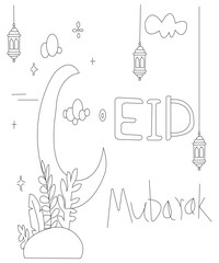 Eid Card Eid Al Adha Coloring Book Page For All Ages