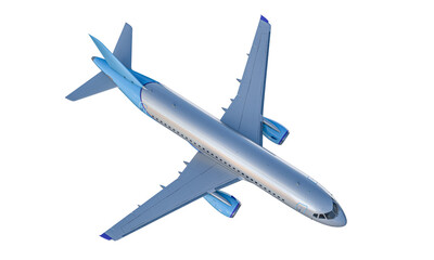 Commercial airplane isolated on transparent background