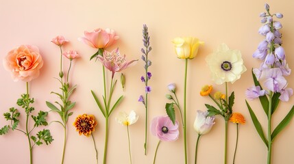 Obraz premium Pastel Harmony of Diverse Flowers