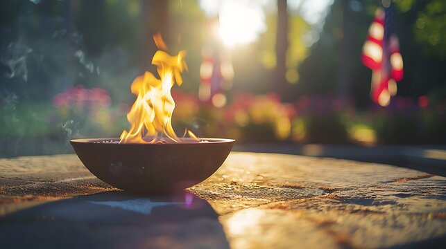 Eternal flame. Fire in a bowl.