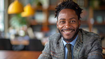 Fototapeta premium Black Man. Businessman, teacher, psychologist, professor