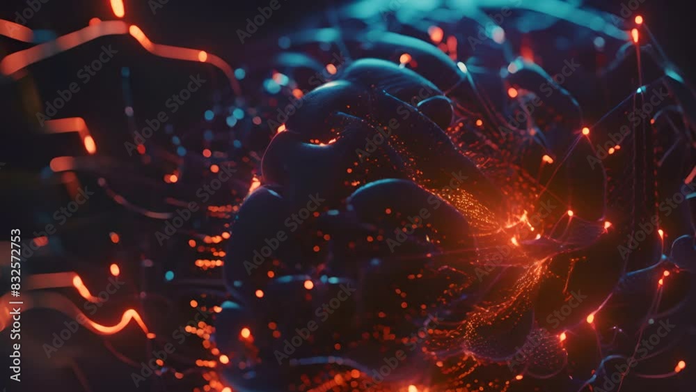 Aufkleber An ultra-close-up photorealistic image illustrating the intricate neural pathways and glowing electrical activity of a brain scan.
