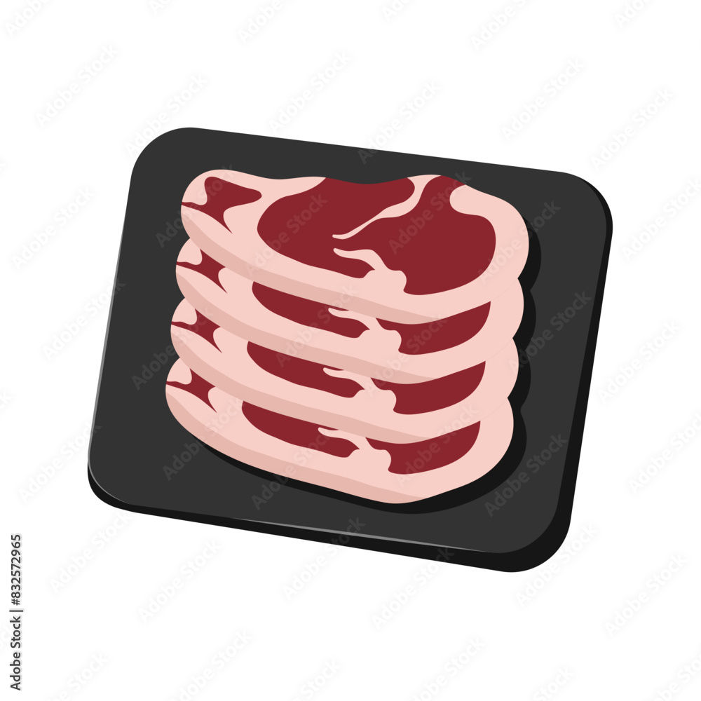 Wall mural cold cuts. restaurant red steak beef meat. sliced ​​meat brisket on stone tray