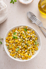 Fresh sweet corn salad with herbs