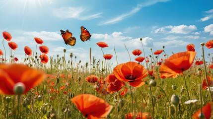 Obraz premium poppy field with sky