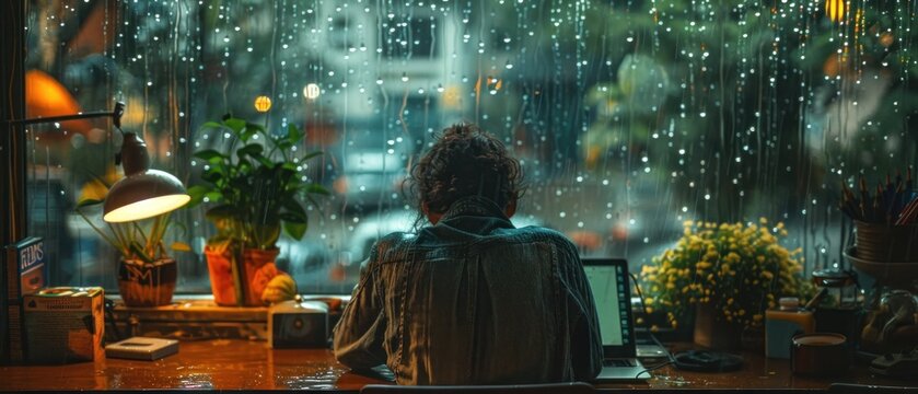 The sound of rain tapping against the window provided a soothing backdrop to the host's introspective monologue about the nature of creativity and inspiration.