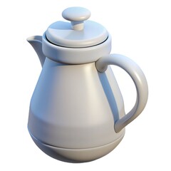 Shiny white ceramic coffee pot brewing morning aroma on modern kitchen tableware Ceramic.  Elegant porcelain design reflects domestic lifestyle.  Ceramic isolated on white background.