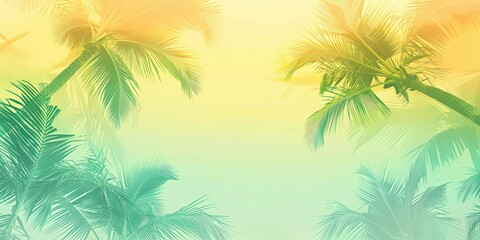 Fototapeta premium a image of a tropical scene with palm trees and a beach