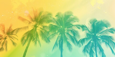 Fototapeta na wymiar a image of a rainbow colored photo of palm trees against a blue sky