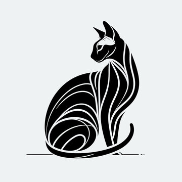 recommend clip art: Silhouette of a Sphynx Cat, Elegant and Unique, Minimalist Style