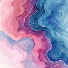 Ethereal psychic waves flat design, top view, dreamscape theme, watercolor, triadic color scheme