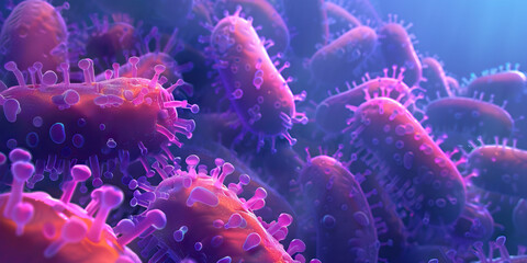 The Hive of Microscopic Activity: A vivid, close-up image of a bacterial biofilm, captured through advanced microscope lenses.