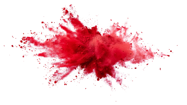 Paint explosion , red powder splash , smoke