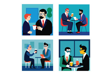 business people icons set