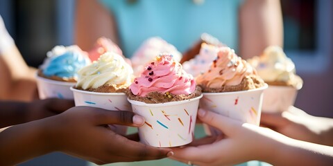 Ice cream social fundraiser unites community for local charity support. Concept Fundraising, Charity, Community Engagement, Ice Cream Social, Local Support