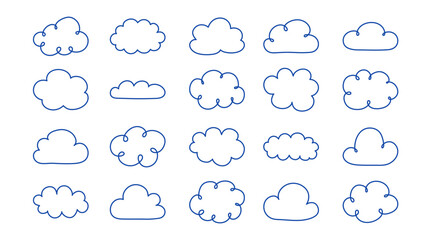 Set with cartoon cloud icons. Vector illustration