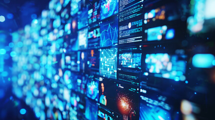 Naklejka premium digital background of multiple images and video screens, 