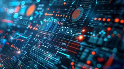 Fototapeta premium Public Health Data Visualization: Depict a background with abstract data visualization elements such as charts, graphs, and medical statistics