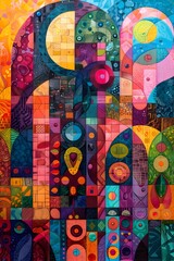Obraz premium Vibrant Abstract Painting Celebrating the Rich Tapestry of Ramadan and Eid Traditions