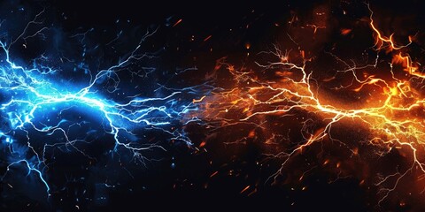 a image of two images of a lightning strike in the dark