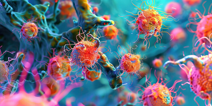 Inflammatory Response in Bacterial Infections: High-resolution view of immune cells and cytokine signaling pathways activated during bacterial infections, leading to inflammation