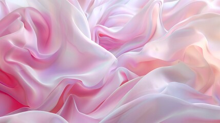 Obraz premium An abstract fluid shapes, flowing fabric-like textures in soft pink and white tones.