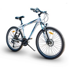 Obraz premium Stylish bicycle in high resolution isolated on a white background, clearly displaying its design and details.