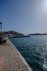 Panoramic view of the harbour of the picturesque island of Ios Greece