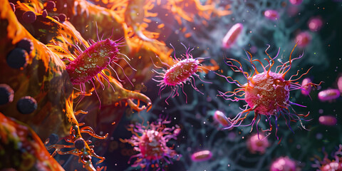 Inflammatory Response in Bacterial Infections: High-resolution view of immune cells and cytokine signaling pathways activated during bacterial infections, leading to inflammation