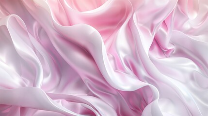 Obraz premium An abstract fluid shapes, flowing fabric-like textures in soft pink and white tones.