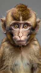 Fototapeta premium Barbary Macaque monkey looking puzzled or confused with a strange expression on its face