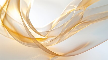 Closeup of swirling translucent flowing forms and curves, light gold color scheme.
