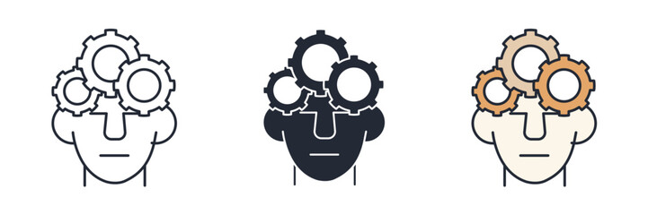 Head with Gear Icon theme symbol vector illustration isolated on white background