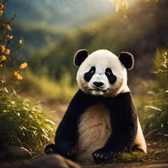 Obraz premium Little panda in the forest
