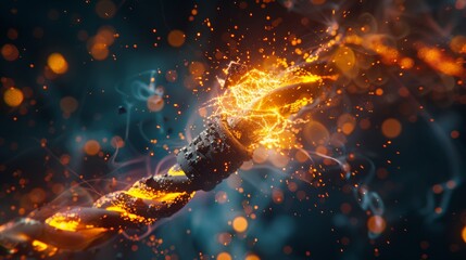 A close-up of a frayed electrical cord emitting sparks, with a blurred background of a darkened room, emphasizing the immediate danger and risk of fire or injury.