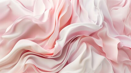 Obraz premium An abstract fluid shapes, flowing fabric-like textures in soft pink and white tones.