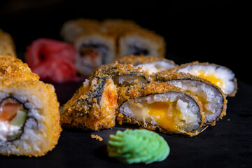 hot sushi with cheese and shrimp