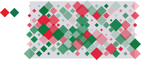 Vibrant abstract pattern with red and green squares on a light background, ideal for modern and festive designs.