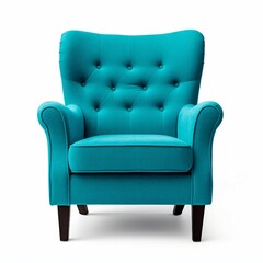 teal armchair isolated on white background