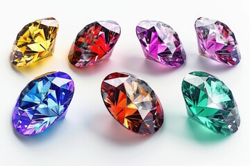 Fototapeta premium Close Up Photo of Colorful Diamonds, Colorful Diamonds, Various Carats