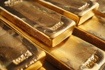 Realistic photos of gold bars in a white background and various background scenes.