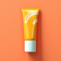 tube of sun lotion cream on a yellow background