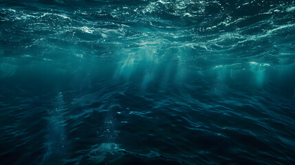 Dark blue ocean surface seen from underwater